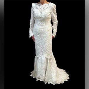 MORI LEE Beaded Sequined White Mermaid Wedding Gown